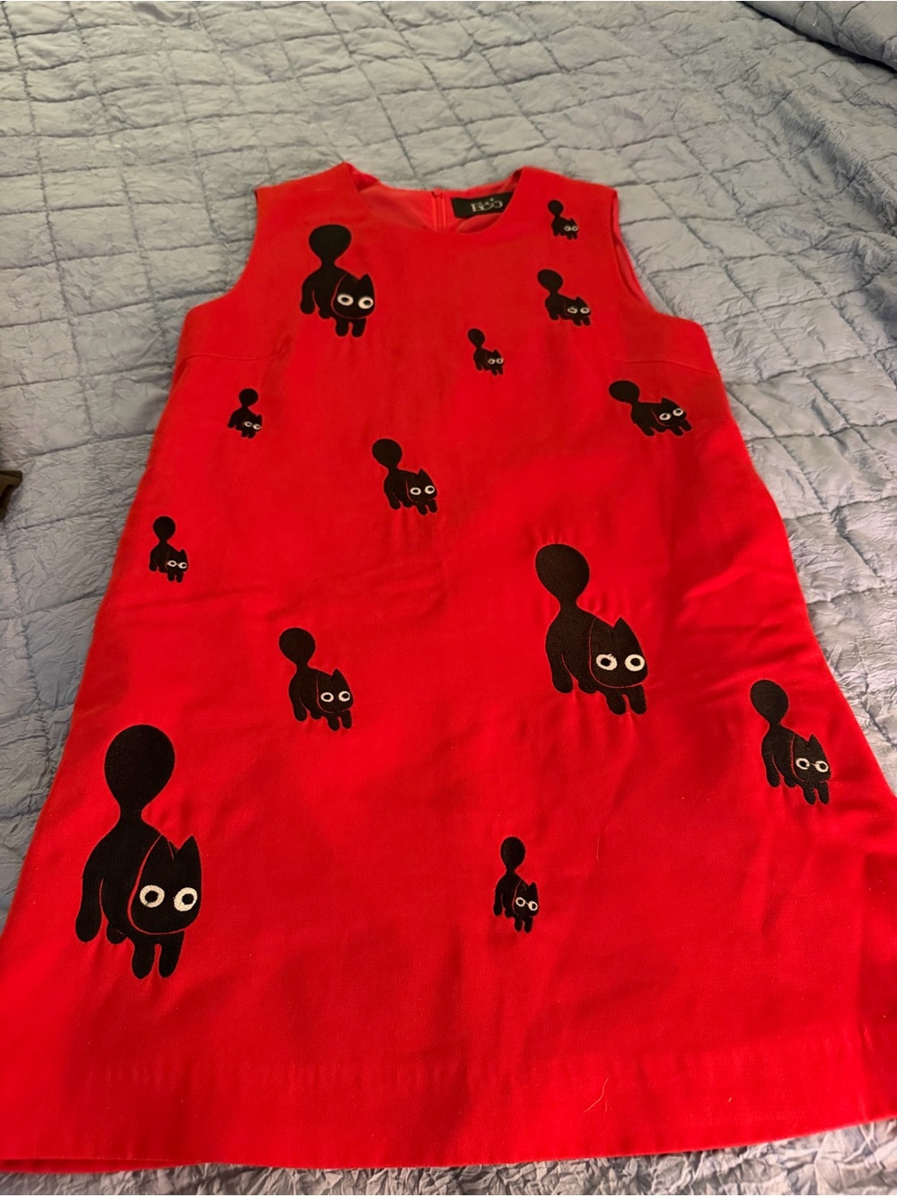 ECO Korea Black Cat Red Shift Dress.  Women’s Medium